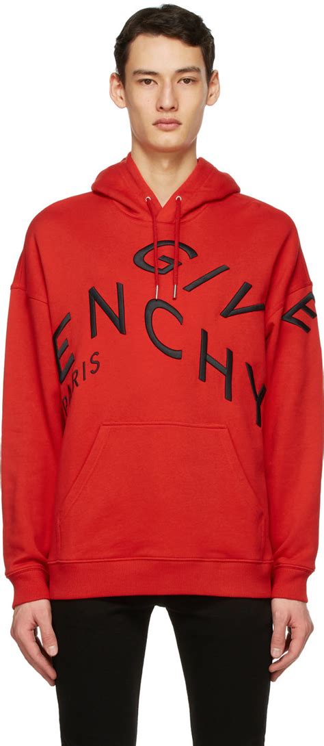 givenchy hoodie grey black red|Givenchy refracted embroidered hoodie.